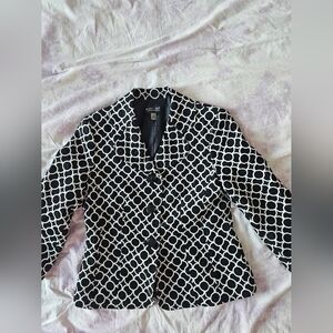 BLACK LABEL EVAN PICONE Blazer NEW black white button jacket work professional